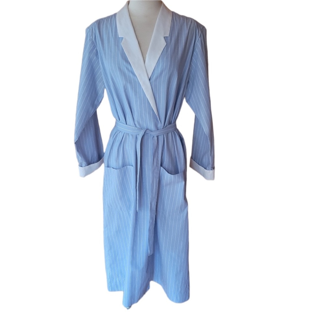 1980s Schrader Sport Blue & White Stripe Dress